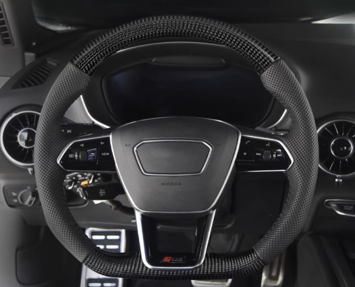 [-AUDI-] Your Signature Carbon Fiber Steering Wheel – Custom Crafted by You (Material, Color, Shape & More)