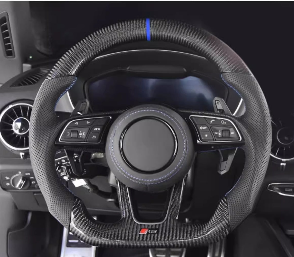 [-AUDI-] Your Signature Carbon Fiber Steering Wheel – Custom Crafted by You (Material, Color, Shape & More)