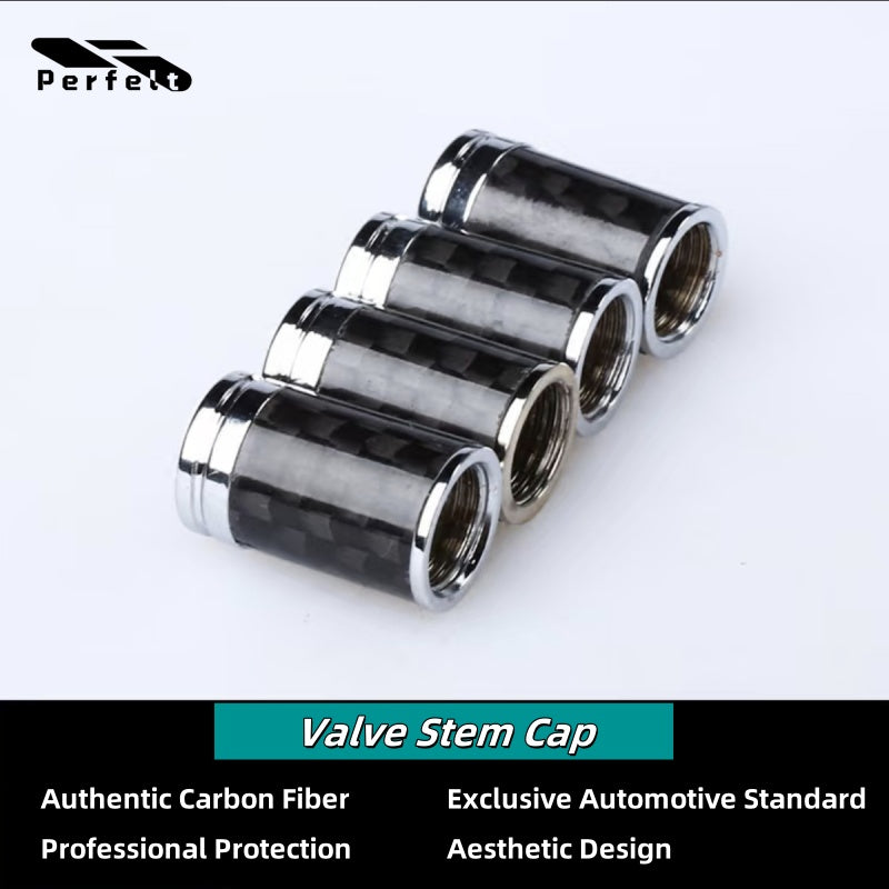 [-4-Piece Set- ]Carbon Fiber Car Tire Valve Stem Caps - Personalized, Universal Fit for All Vehicles, Customizable Logo on Top