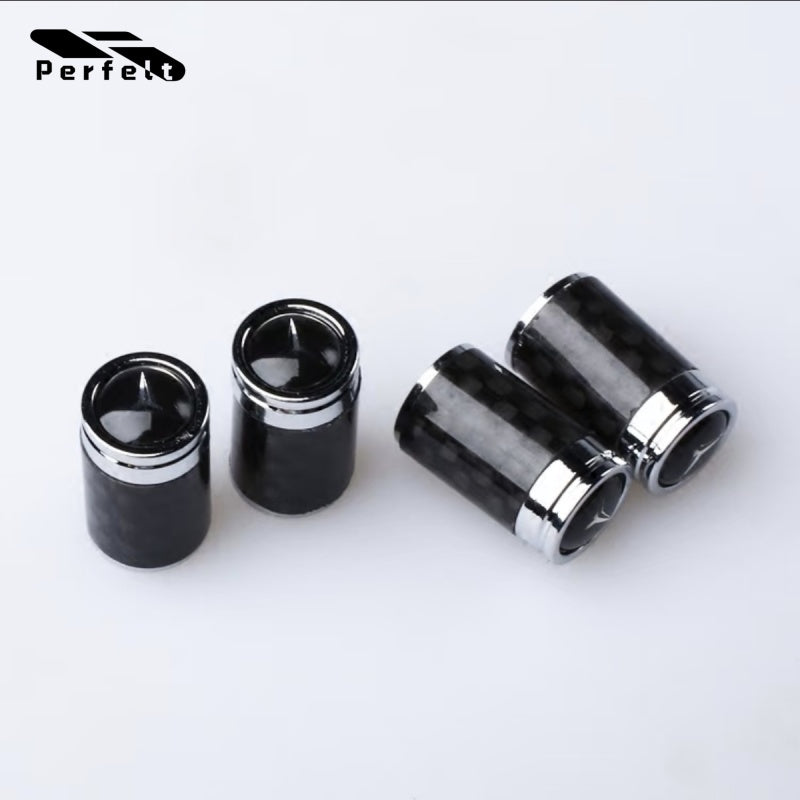 [-4-Piece Set- ]Carbon Fiber Car Tire Valve Stem Caps - Personalized, Universal Fit for All Vehicles, Customizable Logo on Top