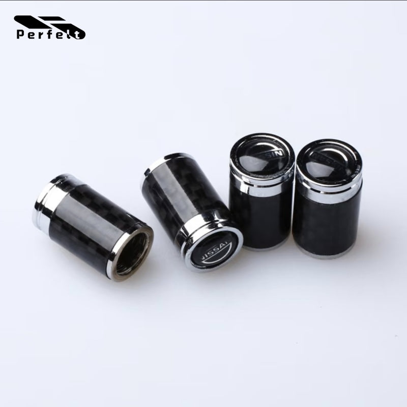 [-4-Piece Set- ]Carbon Fiber Car Tire Valve Stem Caps - Personalized, Universal Fit for All Vehicles, Customizable Logo on Top