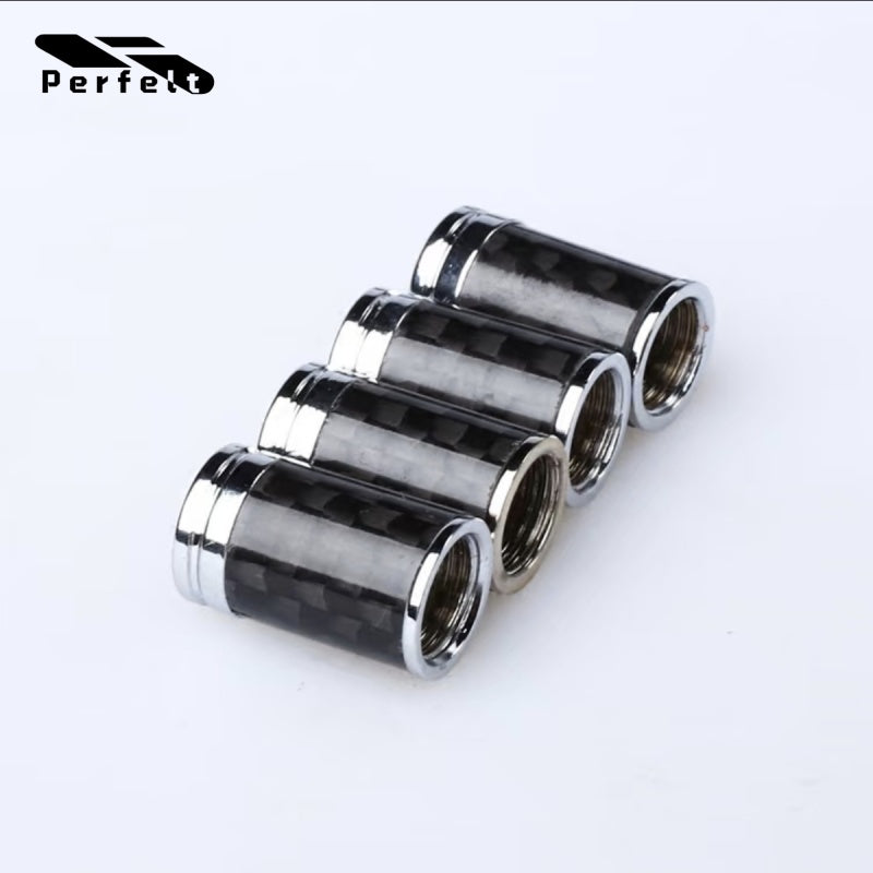 [-4-Piece Set- ]Carbon Fiber Car Tire Valve Stem Caps - Personalized, Universal Fit for All Vehicles, Customizable Logo on Top