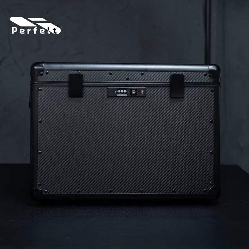 Fingerprint Lock Carbon Fiber Storage Case - Car Trunk Storage Solution