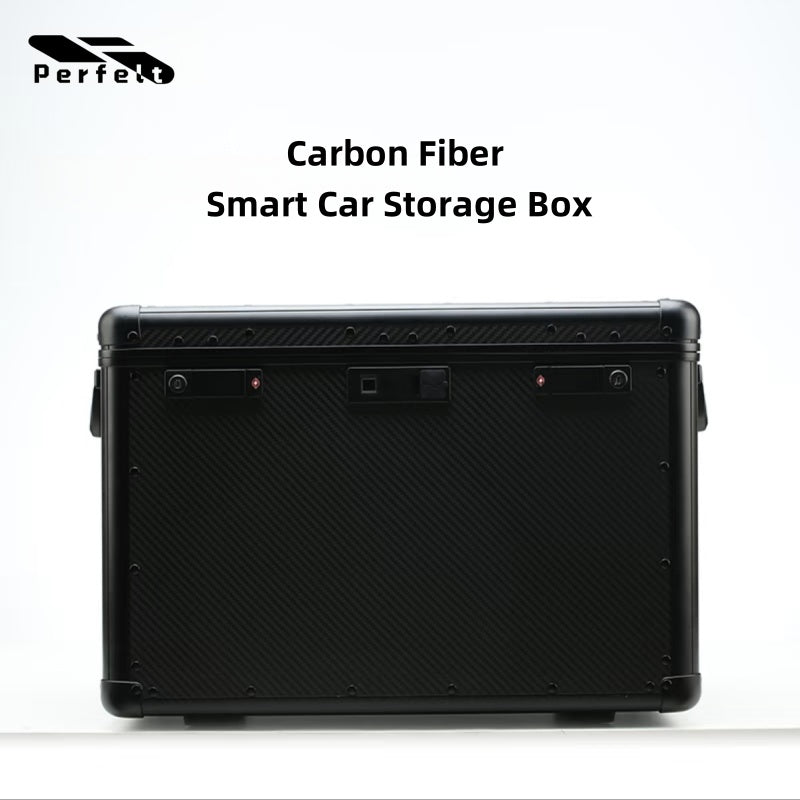 Fingerprint Lock Carbon Fiber Storage Case - Car Trunk Storage Solution